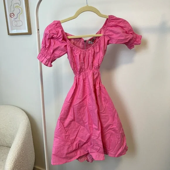 Pink Off-Shoulder Mini Dress - Picture 2 of 9